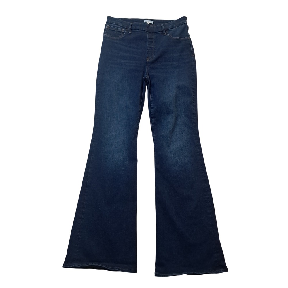Good American Jeans Womens 4 Tall Blue Good Legs Flare Pull On High Rise Stretch